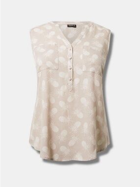 NWT Torrid Harper Pineapple Gauze Sleeveless Pullover Blouse 0 Large